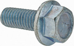 Value Collection - 1/2-13 UNC, 1-1/4" Length Under Head, Hex Drive Flange Bolt - 1-1/4" Thread Length, Grade 5 Steel, Serrated Flange, Zinc-Plated Finish - A1 Tooling