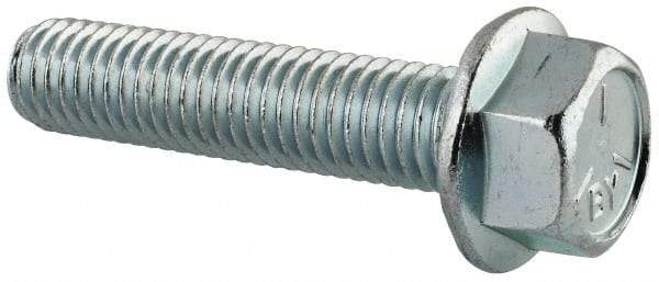 Value Collection - 1/2-13 UNC, 2-1/4" Length Under Head, Hex Drive Flange Bolt - 2-1/4" Thread Length, Grade 5 Steel, Serrated Flange, Zinc-Plated Finish - A1 Tooling