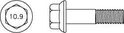 Value Collection - M16x2.00 Metric Coarse, 100mm Length Under Head, Hex Drive Flange Bolt - 50mm Thread Length, Grade 10.9 Alloy Steel, Smooth Flange, Phosphate & Oil Finish - A1 Tooling