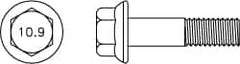 Value Collection - M16x2.00 Metric Coarse, 110mm Length Under Head, Hex Drive Flange Bolt - 50mm Thread Length, Grade 10.9 Alloy Steel, Smooth Flange, Phosphate & Oil Finish - A1 Tooling