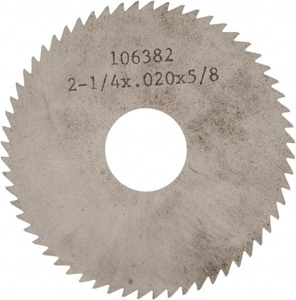 Made in USA - 2-1/4" Diam x 0.02" Blade Thickness x 5/8" Arbor Hole Diam, 60 Tooth Slitting and Slotting Saw - Arbor Connection, Solid Carbide, Concave Ground - A1 Tooling