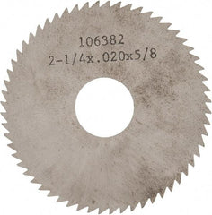 Made in USA - 2-1/4" Diam x 0.02" Blade Thickness x 5/8" Arbor Hole Diam, 60 Tooth Slitting and Slotting Saw - Arbor Connection, Solid Carbide, Concave Ground - A1 Tooling