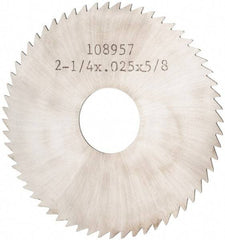 Made in USA - 2-1/4" Diam x 0.025" Blade Thickness x 5/8" Arbor Hole Diam, 60 Tooth Slitting and Slotting Saw - Arbor Connection, Solid Carbide, Concave Ground - A1 Tooling