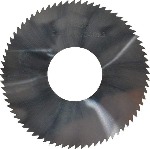 Made in USA - 2-3/4" Diam x 0.04" Blade Thickness x 1" Arbor Hole Diam, 72 Tooth Slitting and Slotting Saw - Arbor Connection, Solid Carbide, Concave Ground - A1 Tooling