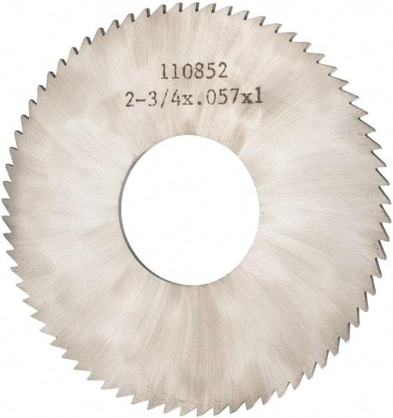 Made in USA - 2-3/4" Diam x 0.057" Blade Thickness x 1" Arbor Hole Diam, 72 Tooth Slitting and Slotting Saw - Arbor Connection, Solid Carbide, Concave Ground - A1 Tooling