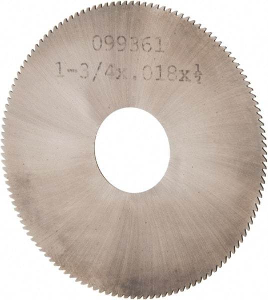 Made in USA - 1-3/4" Diam x 0.018" Blade Thickness, 1/2" Arbor Hole Diam, 130 Teeth, Solid Carbide, Jeweler's Saw - Uncoated - A1 Tooling