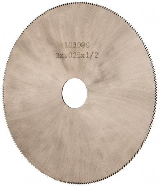 Made in USA - 3" Diam x 0.025" Blade Thickness, 1/2" Arbor Hole Diam, 230 Teeth, Solid Carbide Jeweler's Saw - Uncoated - A1 Tooling