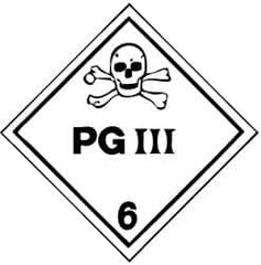 NMC - Safety & Facility Label - Legend: PG III, English, Black & White, 4" Long x 4" High, Sign Muscle Finish - A1 Tooling