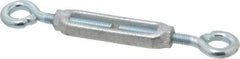 Made in USA - 144 Lb Load Limit, 3/8" Thread Diam, 2-7/8" Take Up, Malleable Iron Eye & Eye Turnbuckle - 3-7/8" Body Length, 1/4" Neck Length, 7-1/2" Closed Length - A1 Tooling