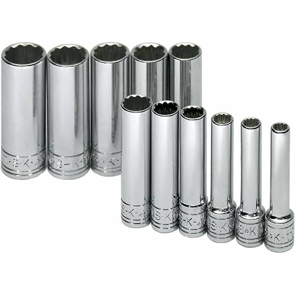 SK - 1/4" Drive Deep Socket Set - 5 to 14mm, Metric Measurement Standard - A1 Tooling