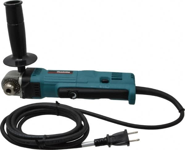 Makita - 3/8" Keyed Chuck, 2,400 RPM, Angled Handle Electric Drill - 4 Amps, 115 Volts, Reversible, Includes Chuck Key, Drill Chuck, Key Holder, Side Handle - A1 Tooling