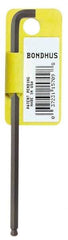 Bondhus - 5/64" Hex, Short Arm, Ball End Hex Key - 3-17/64" OAL, Protanium High Torque Steel, Inch System of Measurement - A1 Tooling