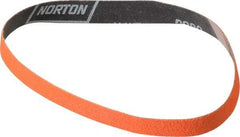 Norton - 3/4" Wide x 20-1/2" OAL, 60 Grit, Ceramic Abrasive Belt - Ceramic, Medium, Coated, Y Weighted Cloth Backing, Series R980 - A1 Tooling