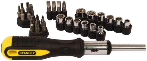 Stanley - 29 Piece Hex, Phillips, Slotted & Torx Screwdriver Set - Bit Sizes: Hex Inch 1/8 & 5/32, Philips #1 to #3, Nut Driver 1/4, 5/16, 11/32, 3/8, 7/16 & 1/2, Torx T10, T15, T20, T25 & T27, Tip Thickness: 1/4 & 9/32 - A1 Tooling