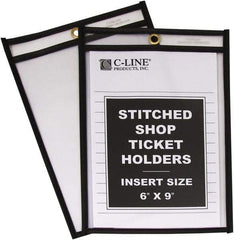 C-LINE - 25 Piece Clear Stitched Shop Ticket Holder - 9" High x 6" Wide - A1 Tooling