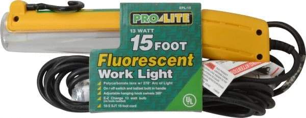 Value Collection - 125 Volt, 13 Watt, Electric, Fluorescent Portable Handheld Work Light - 15' Cord, 1 Head, 825 Lumens, 12" Long - A1 Tooling