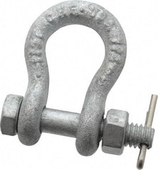 Made in USA - 1/4" Nominal Chain Size, 0.5 Ton Carbon Steel Bolt Anchor Shackle - 1/4" Diam, 5/16" Pin Diam, 1-1/8" High Inside Jaw, 3/4" Inside Width, 5/16" Max Body Thickness - A1 Tooling