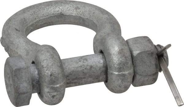 Made in USA - 5/16" Nominal Chain Size, 0.75 Ton Carbon Steel Bolt Anchor Shackle - 5/16" Diam, 3/8" Pin Diam, 1-1/4" High Inside Jaw, 0.969" Inside Width, 3/8" Max Body Thickness - A1 Tooling