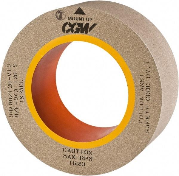 Camel Grinding Wheels - 24" Diam x 12" Hole x 6" Wide Centerless & Cylindrical Grinding Wheel - 80 Grit, Aluminum Oxide, Type 1, Vitrified Bond, No Recess - A1 Tooling