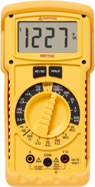 Amprobe - 2670779, CAT IV, 1,000 VAC/VDC, Digital Manual Ranging Multimeter - 20 mOhm, Measures Voltage, Current, Resistance - A1 Tooling