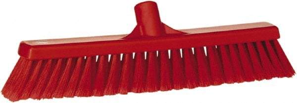 Vikan - 16" Fine Particle Synthetic Push Broom - 2" Bristle Length, Plastic Block, European Threaded Handle Connection - A1 Tooling