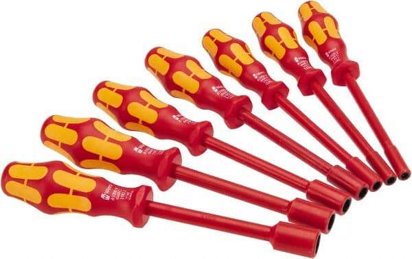 Wera - 7 Piece 3/16 to 1/2" Insulated Nutdriver Set - Solid Shaft, Ergonomic Handle - A1 Tooling