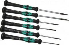 Wera - 6 Piece Slotted Screwdriver Set - Blade Sizes: Width Metric 1.5, 2, 2.5, 3, 3.5 & 4, Metric Length mm: 1.5mm x 40mm, 2mm x 40mm, 2.5mm x 50mm, 3mm x 50mm, 3.5mm x 80mm & 4mm x 80mm - A1 Tooling