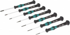 Wera - 7 Piece Phillips & Slotted Screwdriver Set - Blade Sizes: Width Metric 1.5, 2, 2.5 & 3.5, Bit Sizes: Philips #00 to #1 - A1 Tooling