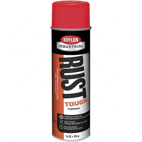 Krylon - Red, 15 oz Net Fill, Fluorescent, Acrylic Enamel Spray Paint - 15 to 20 Sq Ft per Can, 20 oz Container - A1 Tooling