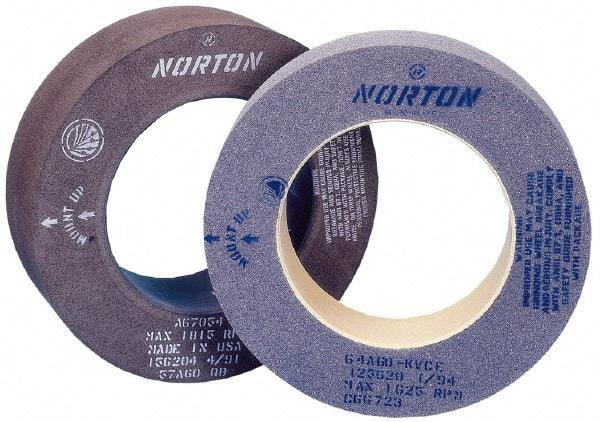 Norton - 6" Wide x 12" Diam, Type 7 Feed Wheel - 5" Hole Size, 80 Grit, Hardness R, 7-1/2" Diam x 1-1/2" Deep Recess, 7-1/2" Diam x 1/2" Deep Opposite Side Recess - A1 Tooling