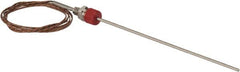 Thermo Electric - 0 to 1600°F, J Pipe Fitting, Thermocouple Probe - 6 Ft. Cable Length, Stripped Ends, 9 Sec Response Time - A1 Tooling