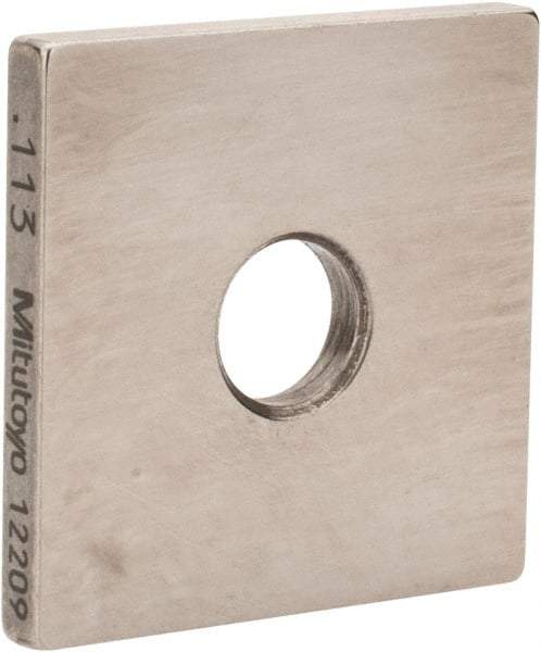 Mitutoyo - 0.113" Square Steel Gage Block - Accuracy Grade 0, Includes Certificate of Inspection - A1 Tooling