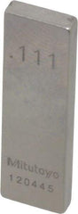 Mitutoyo - 0.111" Rectangular Steel Gage Block - Accuracy Grade 0, Includes Certificate of Inspection - A1 Tooling