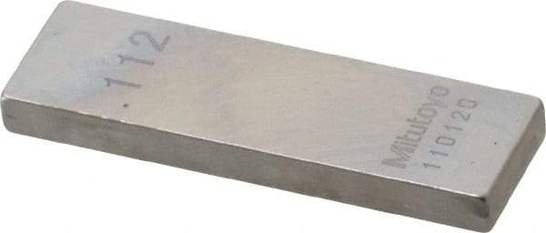 Mitutoyo - 0.112" Rectangular Steel Gage Block - Accuracy Grade 0, Includes Certificate of Inspection - A1 Tooling