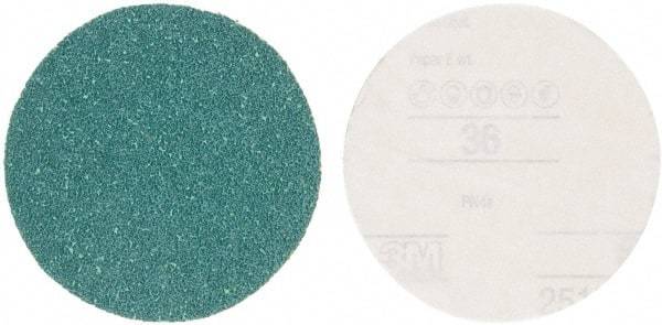 3M - 5" Diam, 36 Grit Aluminum Oxide Adhesive PSA Disc - Very Coarse Grade, Green, E Weighted Backing, Flexible, Use with Random Orbital Sanders - A1 Tooling