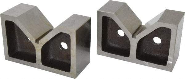 Value Collection - 3 to 3-17/32" Capacity, 90° Angle, Cast Iron V-Block - 7" Long x 3" Wide x 4-17/32" High, Sold as Matched Pair - A1 Tooling