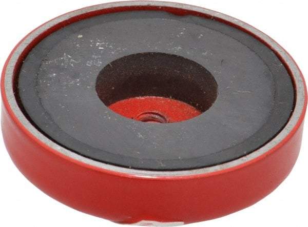 Value Collection - 10-24 Tap, 9 kg Average Pull Force, 1-3/4" Diam, 3/8" High, Ceramic Pot Magnet - Red, 0.34" Countersunk Hole - A1 Tooling