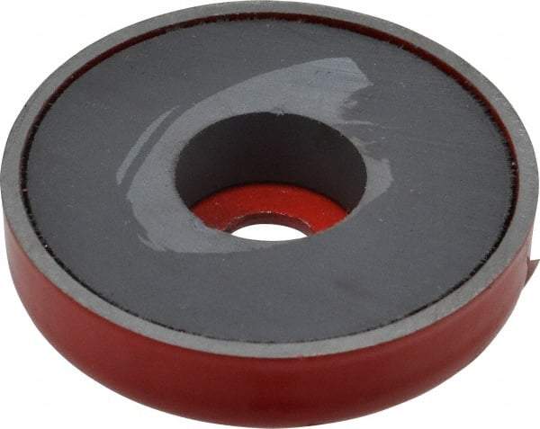 Value Collection - 10-24 Tap, 10 kg Average Pull Force, 2" Diam, 3/8" High, Ceramic Pot Magnet - Red, 0.34" Countersunk Hole - A1 Tooling