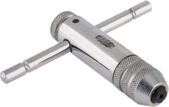 Interstate - 5/32 to 1/4" Tap Capacity, T Handle Tap Wrench - 3-3/8" Overall Length, Ratcheting - A1 Tooling