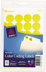 AVERY - 3/4" Wide x 3/4" Long, Neon Yellow Paper Color Coding Labels - For Laser/Inkjet Printers - A1 Tooling