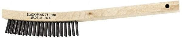 Blackhawk by Proto - 19 Rows x 3 Columns Steel Scratch Brush - 14" OAL, 1-3/16" Trim Length, Wood Curved Handle - A1 Tooling