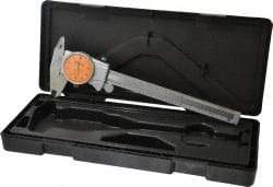 Mitutoyo - 0mm to 6" Range, 0.001" Graduation, 0.1" per Revolution, Dial Caliper - Orange Face, 1-9/16" Jaw Length, Accurate to 0.0010" - A1 Tooling