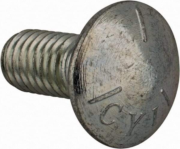 Value Collection - 7/16-14 UNC 1" Length Under Head, Standard Square Neck, Carriage Bolt - Grade 5 Steel, Zinc-Plated Finish - A1 Tooling