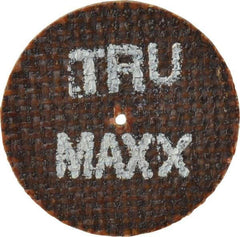 Tru-Maxx - 1-1/2" 60 Grit Aluminum Oxide Cutoff Wheel - 1/32" Thick, 1/16" Arbor, 40,745 Max RPM, Use with Die Grinders - A1 Tooling