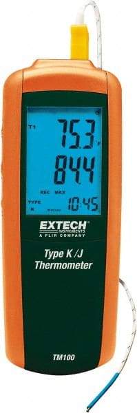 Extech - -328 to 2,501°F Digital Thermometer - LCD Display, K, J Thermocouple Sensor, 9V Battery Power - A1 Tooling