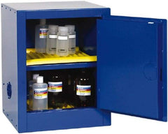 Eagle - 1 Door, 1 Shelf, Blue Steel Bench Top Safety Cabinet for Corrosive Chemicals - 23" High x 17-1/2" Wide x 18" Deep, Self Closing Door, 3 Point Key Lock, 4 Gal Capacity - A1 Tooling