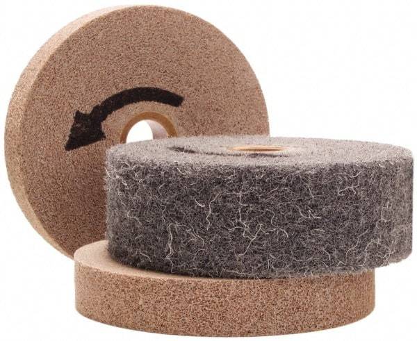 Merit Abrasives - 8" Diam, 2" Face Width, 3" Center Hole, Fine Grade, Silicon Carbide Deburring Wheel - Convolute, Hard Density 7 Grade, 4,500 RPM - A1 Tooling