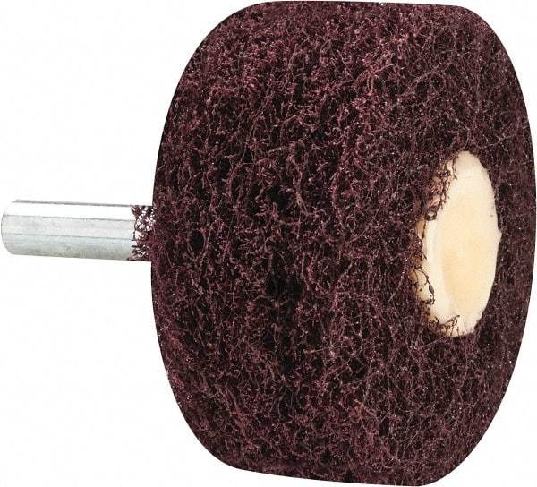 Merit Abrasives - 2" Diam, Medium Mounted Scrubber Buffing Wheel - 3 Ply, Medium Grade, 1/4" Shank Diam, 12,000 RPM - A1 Tooling