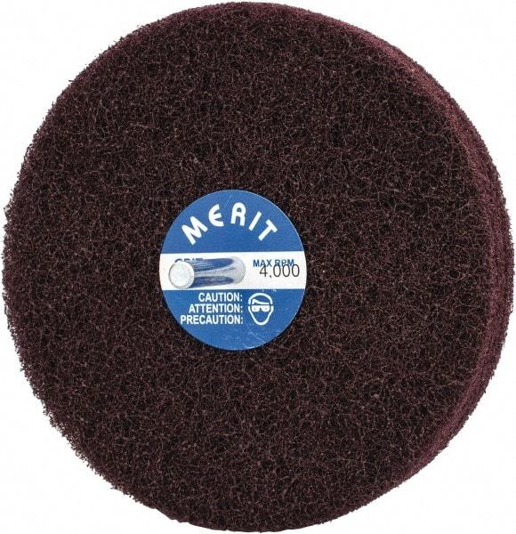 Merit Abrasives - 5" Diam, Medium Mounted Scrubber Buffing Wheel - 3 Ply, Medium Grade, 1/4" Shank Diam, 4,000 RPM - A1 Tooling