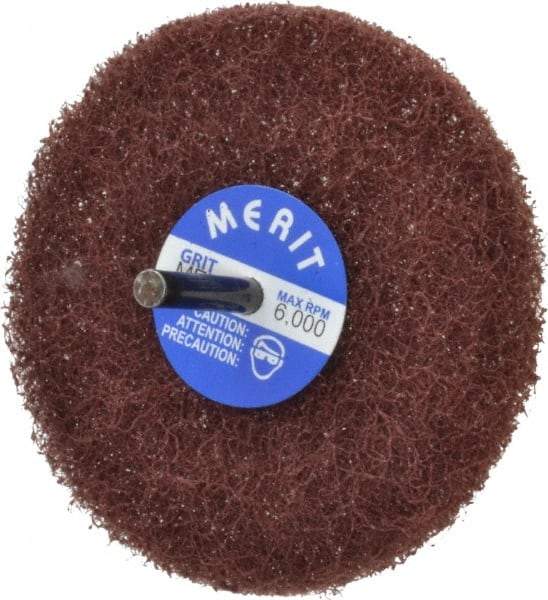 Merit Abrasives - 4" Diam, Medium Mounted Scrubber Buffing Wheel - 1 Ply, Medium Grade, 1/4" Shank Diam, 6,000 RPM - A1 Tooling